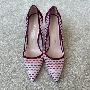 Stuart Weitzman Dash/Mesh Burgundy Pumps!